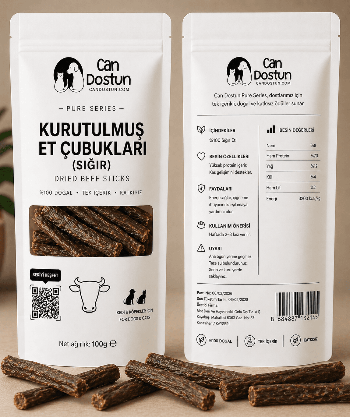 Kurutulmuş Et Çubukları (Sığır)