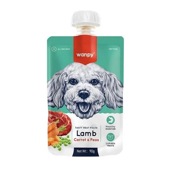 Wanpy Köpek Ödül Maması Taze Kuzu Etli Havuçlu Ezme 90 Gr
