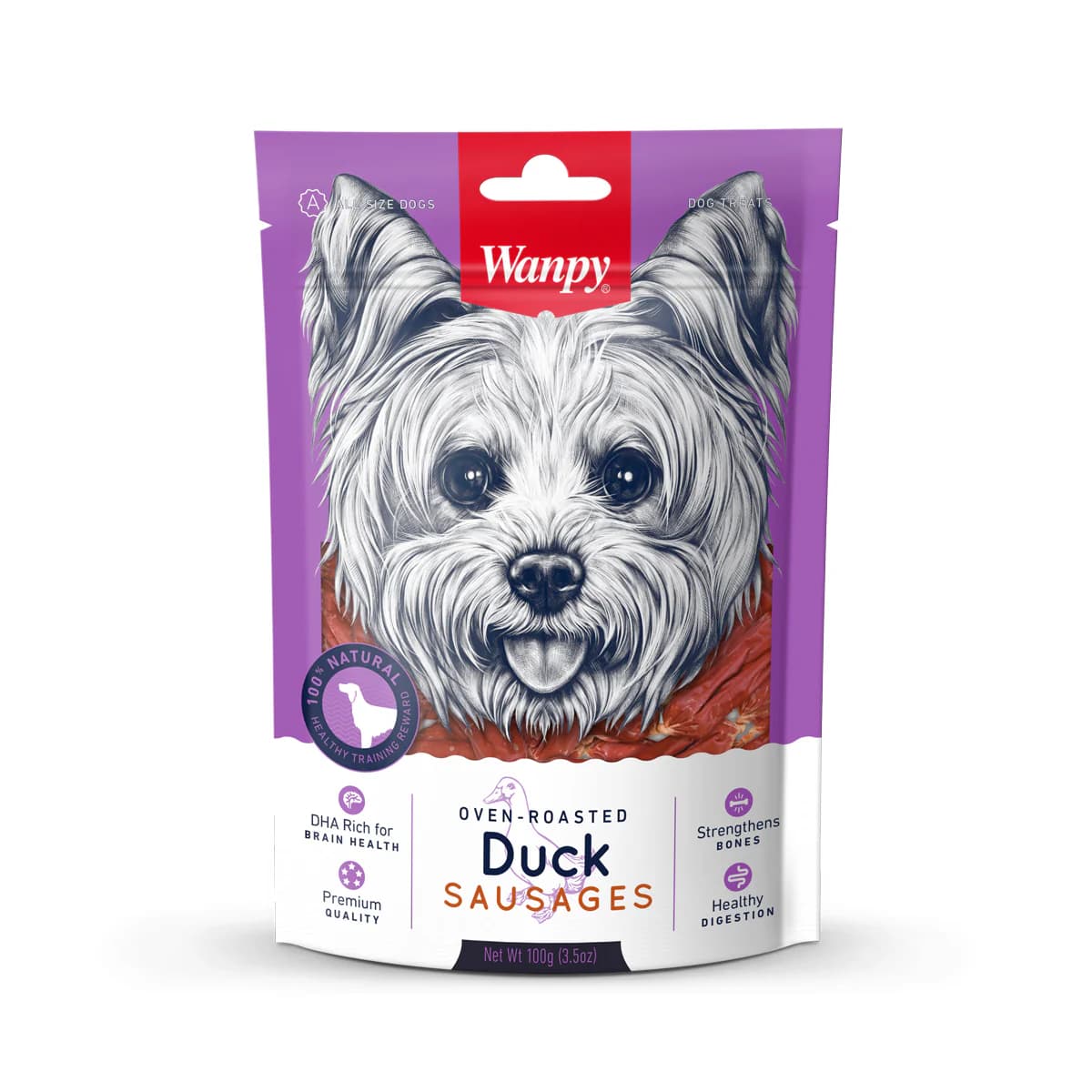 Wanpy Oven Roasted Duck Sausages 100 Gr – Fırınlanmış Ördek Sosis Köpek Ödül Maması