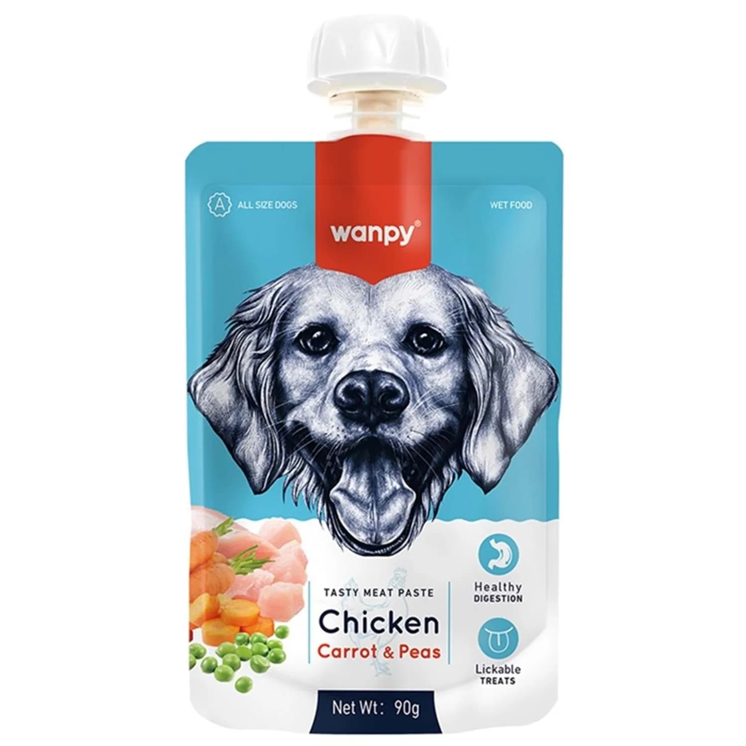 Wanpy Meat Paste Chicken, Carrot & Pea Taze Tavuklu, Havuçlu ve Bezelyeli Köpek Et Ezmesi 90 Gr