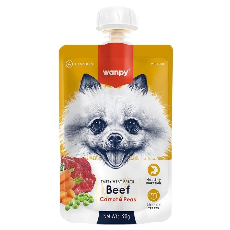 Wanpy Meat Paste Beef, Carrot & Pea Taze Sığır Etli, Havuçlu ve Bezelyeli Köpek Et Ezmesi 90 Gr