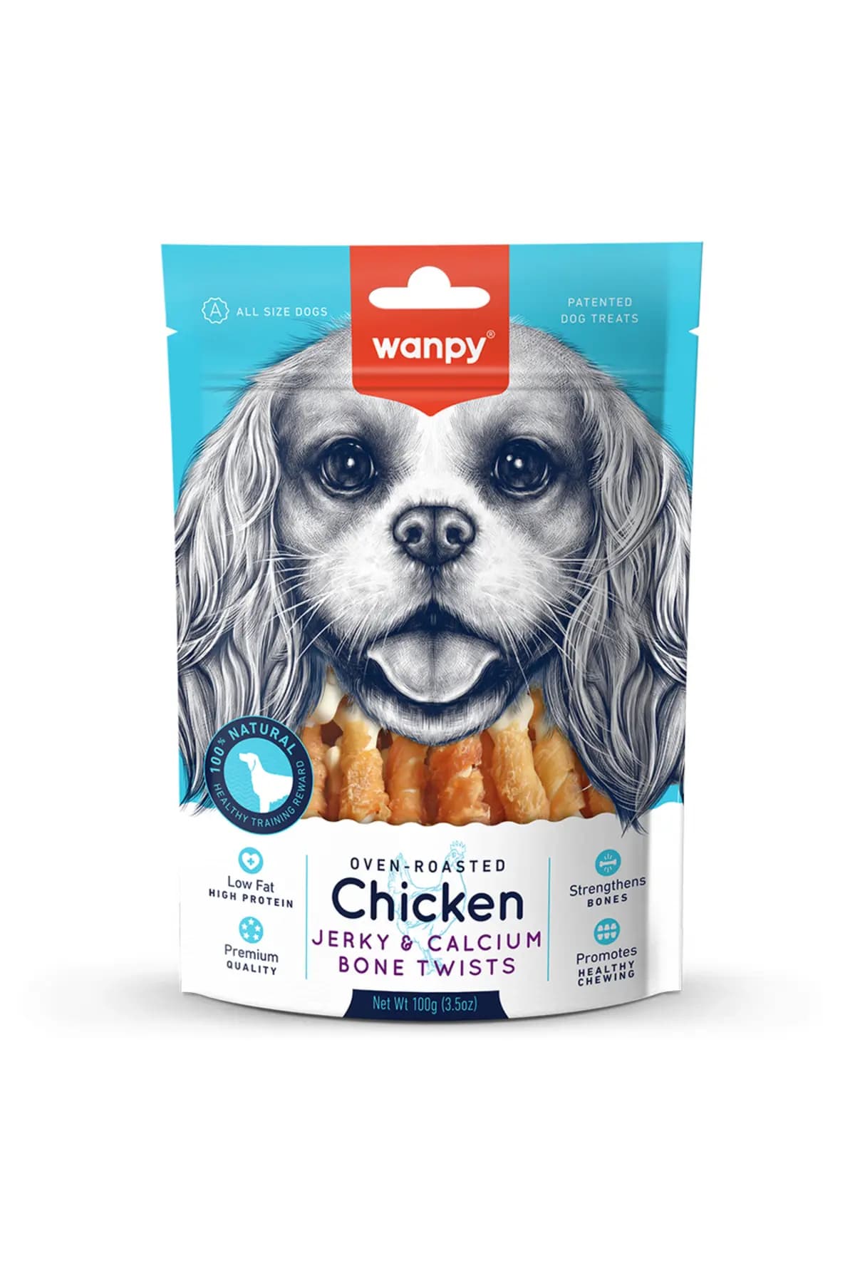 Wanpy Oven Roasted Chicken Jerky & Calcium Bone Twists 100 Gr – Köpek Ödül Çiğneme Kemiği