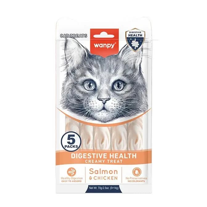 Wanpy Digestive Health Somon Balığı&Tavuklu Krema Ödül 5x14gr