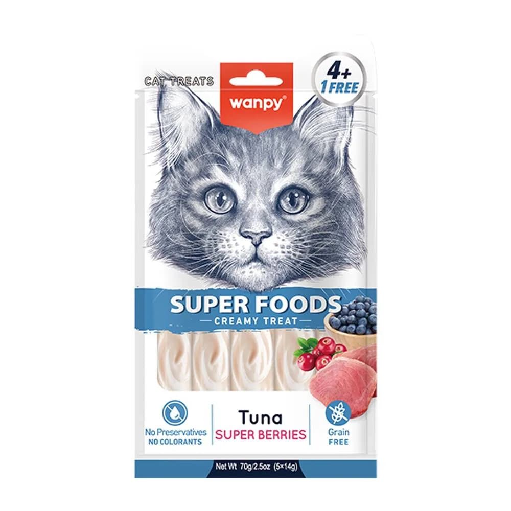 Wanpy Ton Balığı ve Süper Meyveler Süper Besinli Kedi Ödülleri 5×14 g